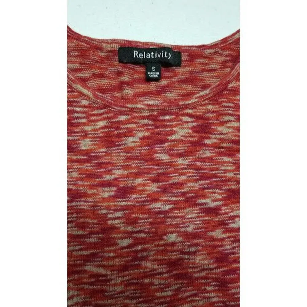 Relativity‎ Women's Small Long Sleeve Houndstooth Sweater Red Orange - Picture 4 of 7